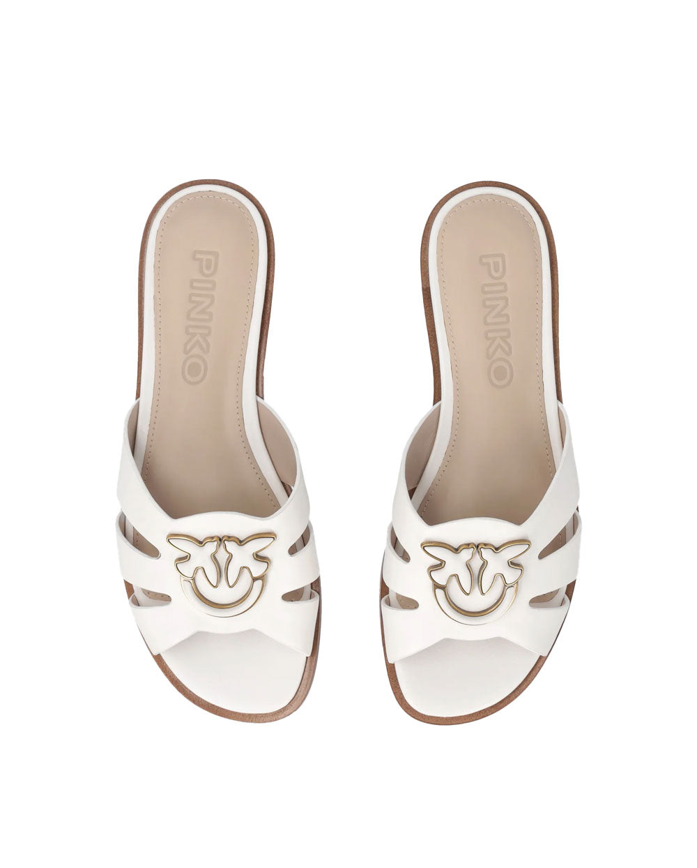PINKO Ciabatte Pinko donna SD0463P001 Milly latte pelle logo Love Birds <BR/><BR/> SD0463P001 Z12