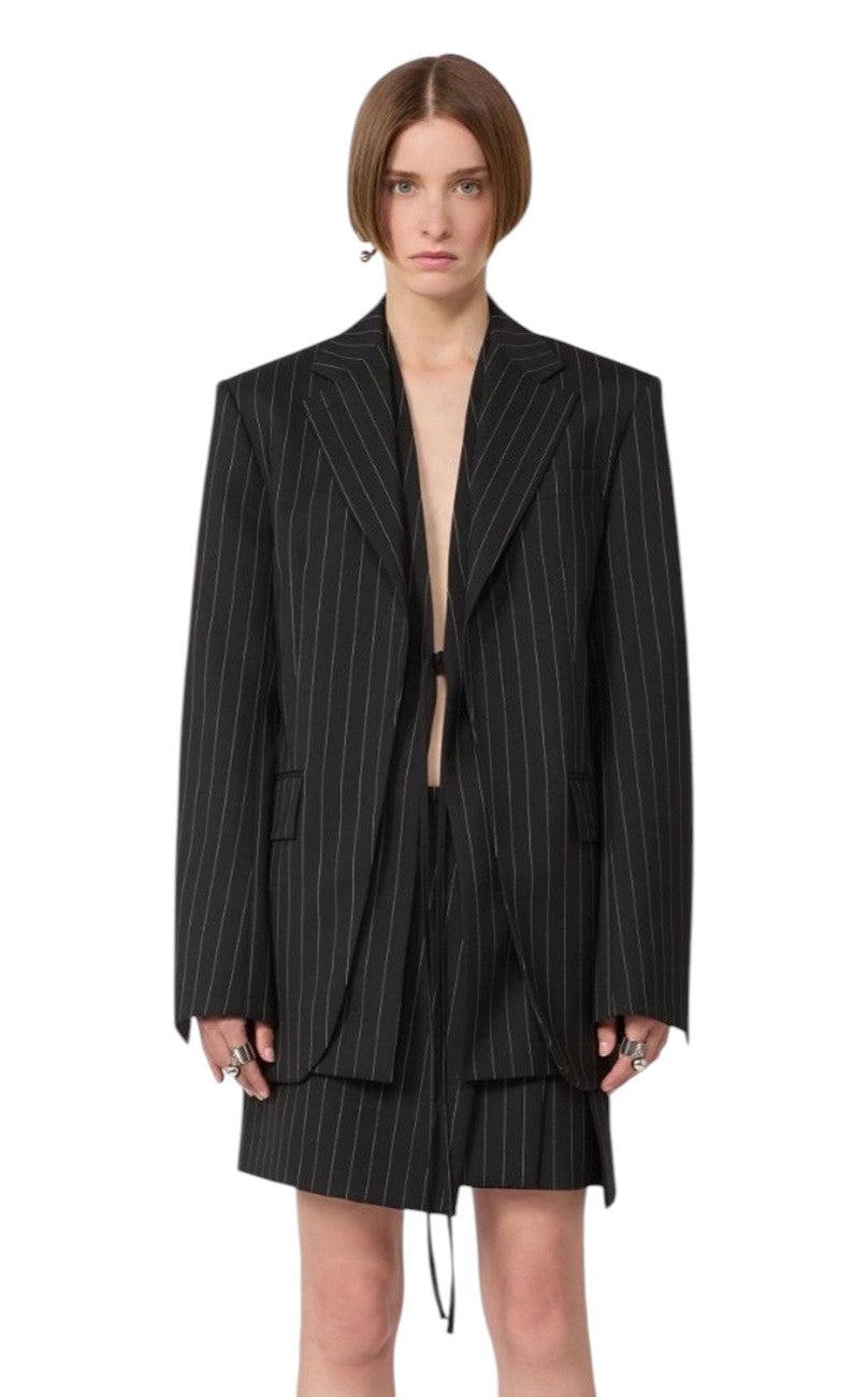 SPORTMAX Giacca Sportmax donna 2612041051600 004 Divina in gabardina gessata Nero<BR/> 2612041051600 004