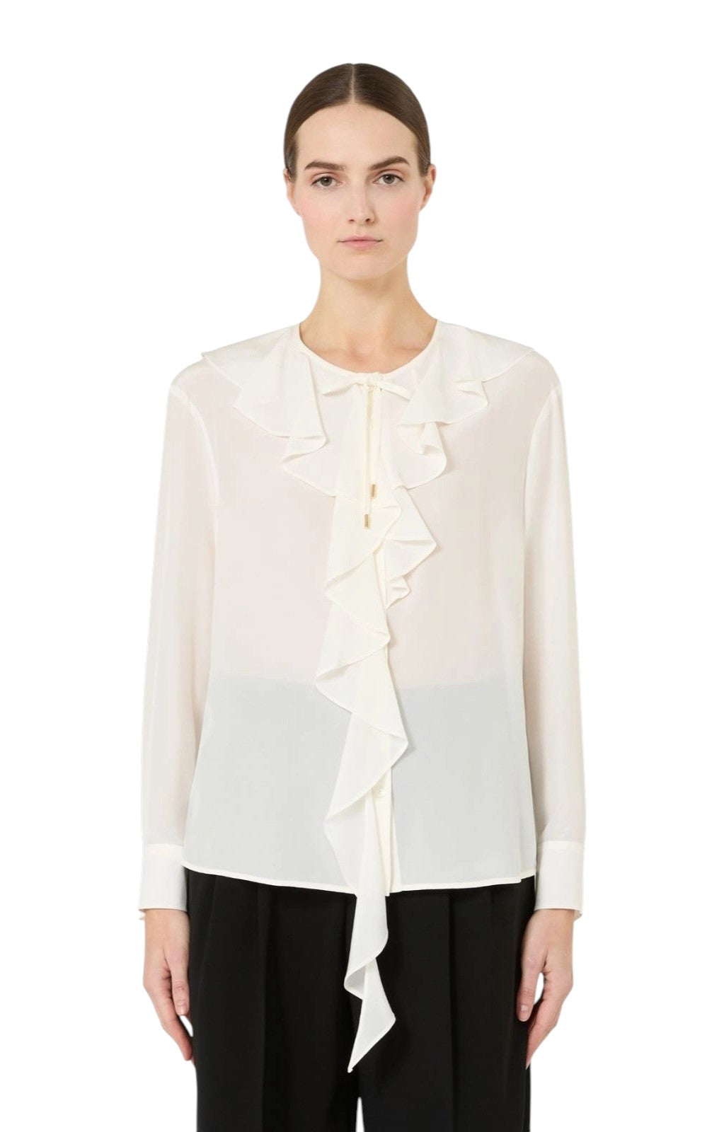 STUDIO Blusa Studio donna 2616111031600 049 Epica in seta con volant Panna<BR/> 2616111031600 049