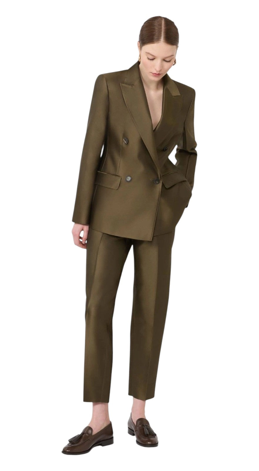 STUDIO Pantalone Studio donna 2616131031600 003 Zinco in shantung Verde kaki<BR/> 2616131031600 003