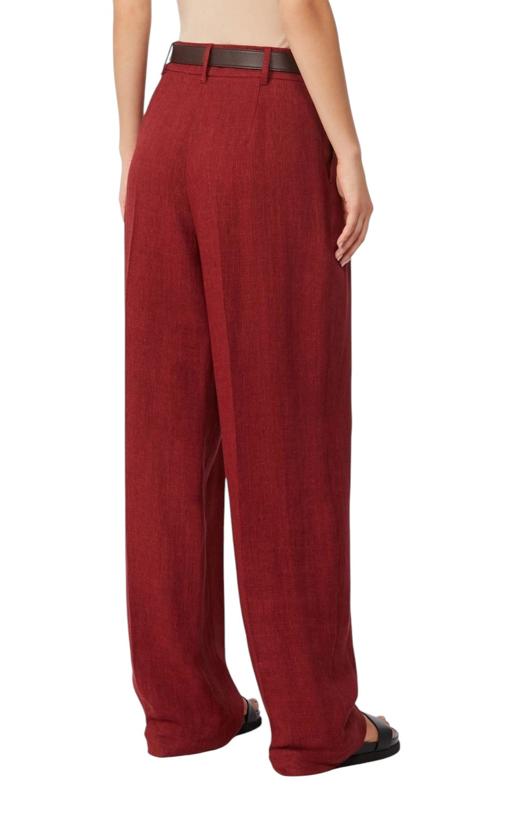 STUDIO Pantalone Studio donna 2616131032600 035 Sumero in batavia di lino Mattone rosso<BR/> 2616131032600 035