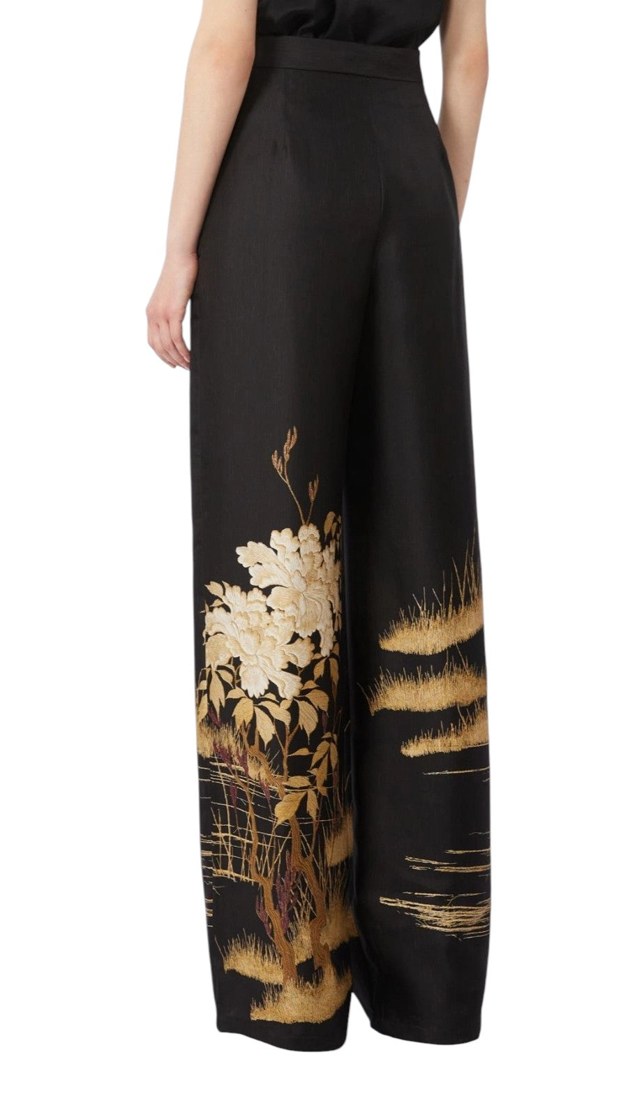 STUDIO Pantalone Studio donna 2616131034600 003 Mappa fluido in seta stampata Nero<BR/> 2616131034600 003