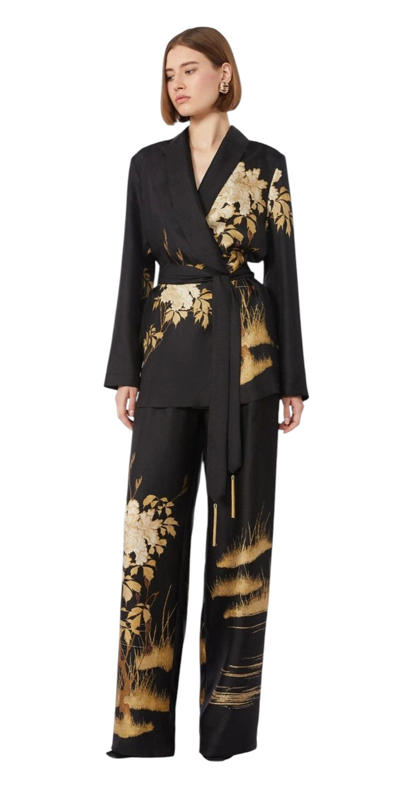 STUDIO Pantalone Studio donna 2616131034600 003 Mappa fluido in seta stampata Nero<BR/> 2616131034600 003