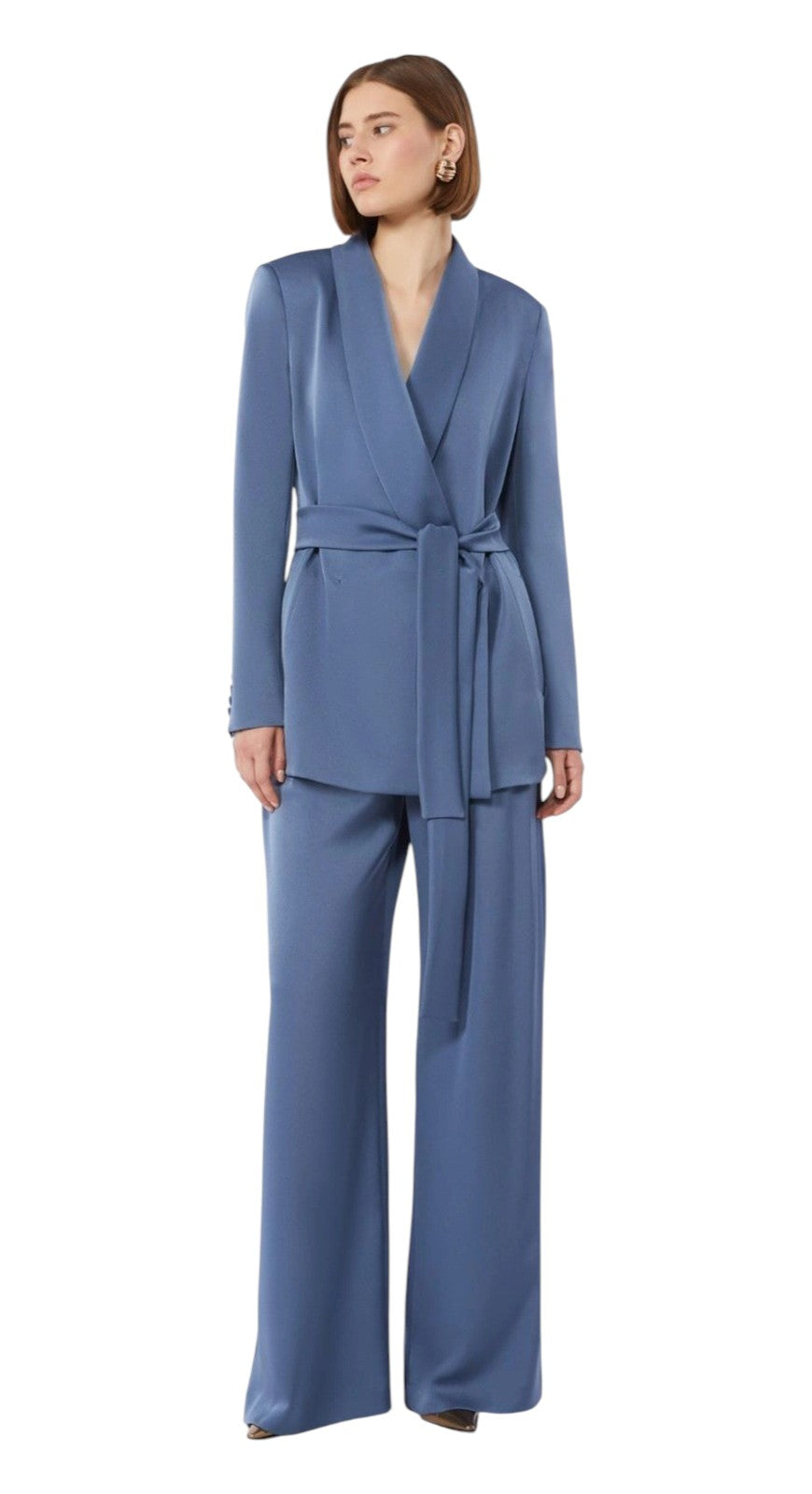 STUDIO Pantalone Studio donna 2616131044600 008 Divo in satin leggero Avio<BR/> 2616131044600 008