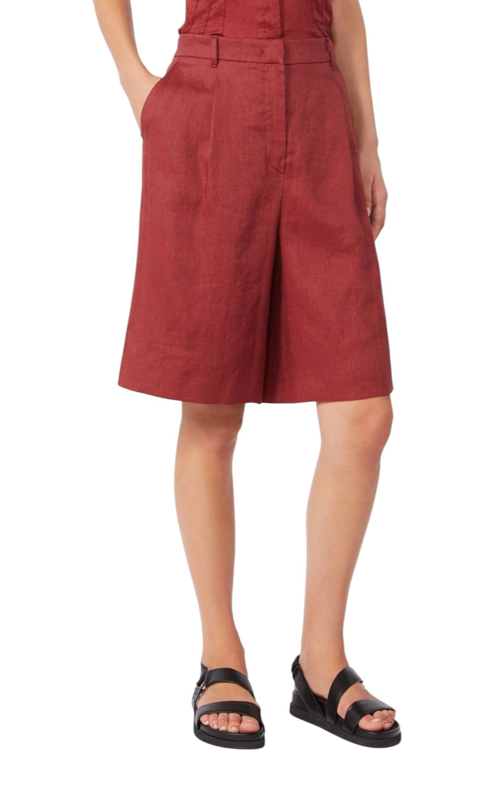 STUDIO Bermuda Studio donna 2616141012600 032 Caravan lungo in tela di lino Mattone rosso<BR/> 2616141012600 032