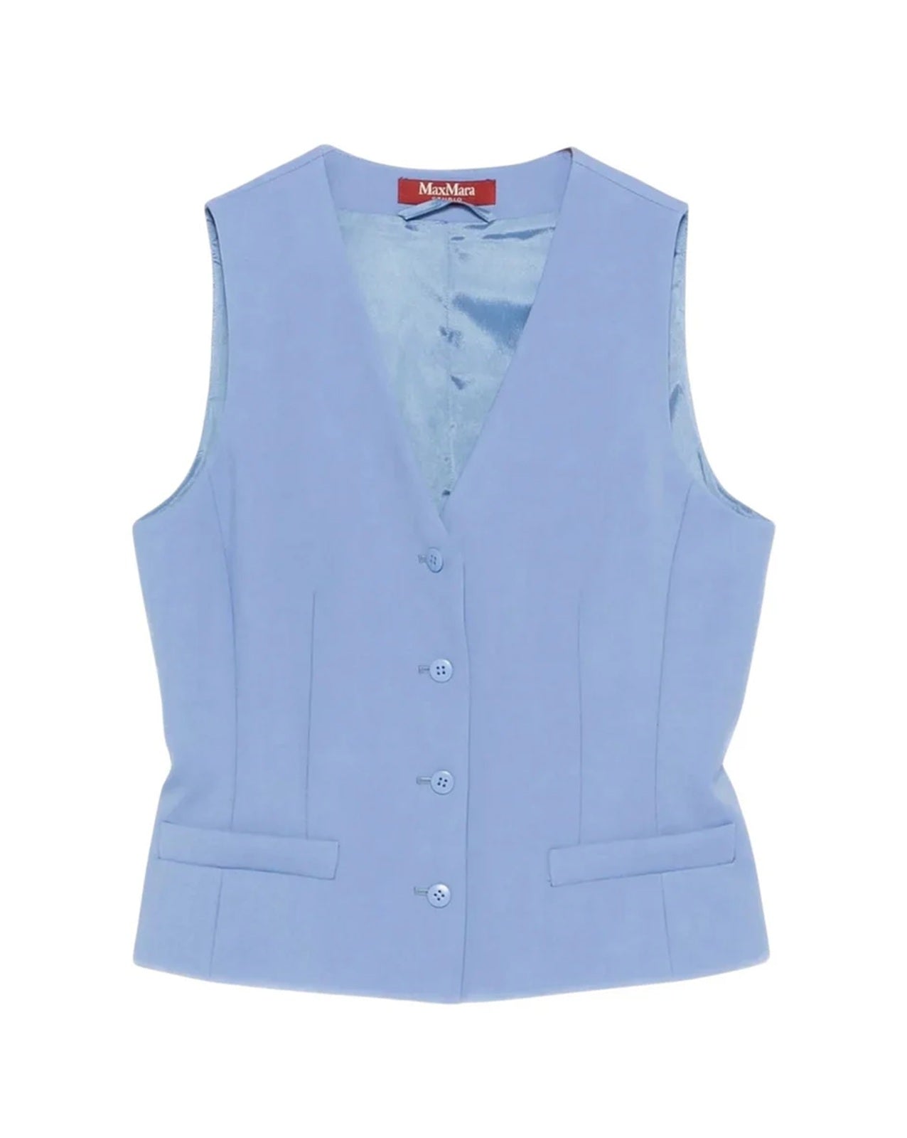 STUDIO Gilet Studio donna 2616151011600 011 Madia in crêpe di lana Azzurro<BR/> 2616151011600 011
