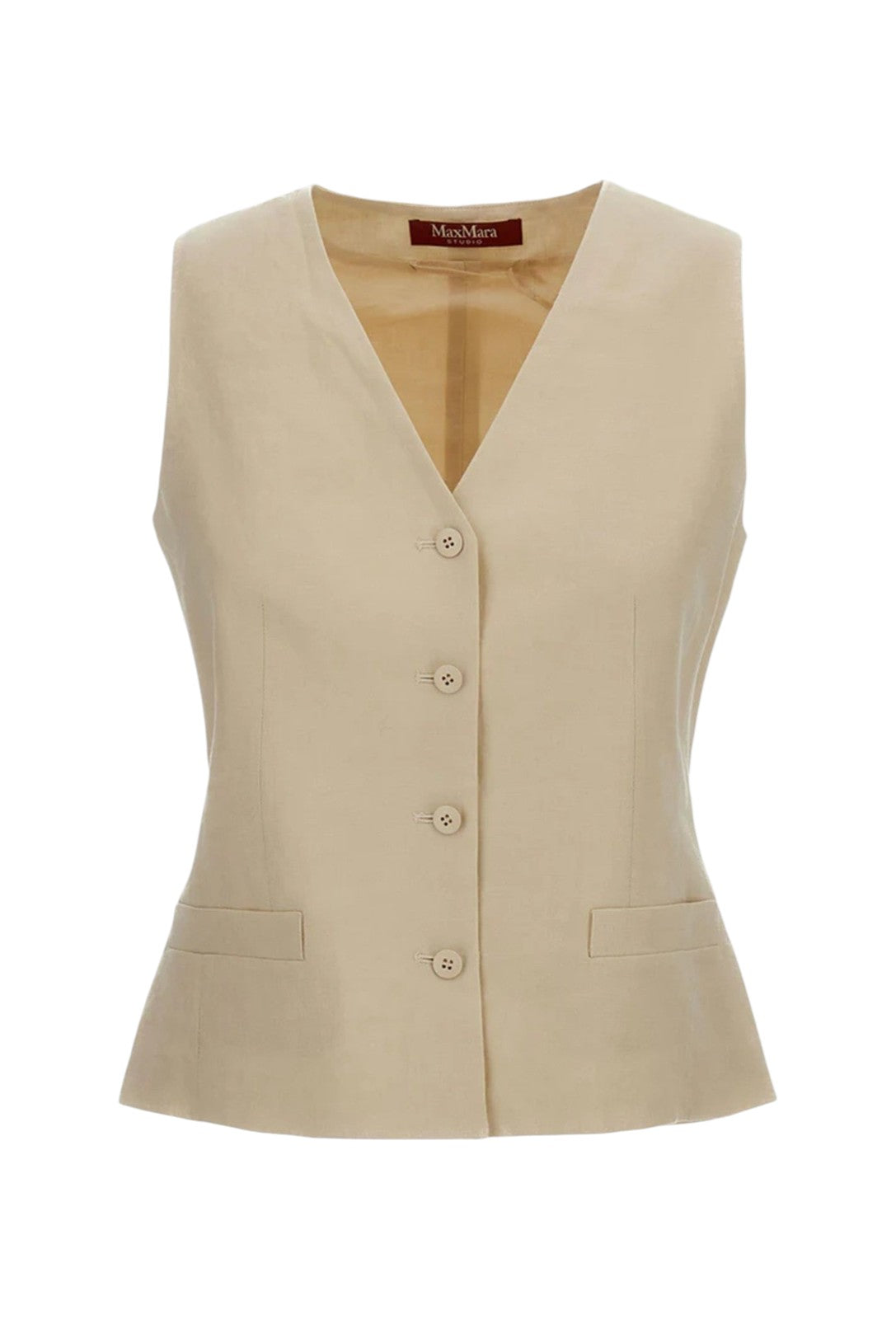 STUDIO Gilet Studio donna 2616151012600 036 Carnet in tela di lino Coloniale Beige chiaro<BR/> 2616151012600 036