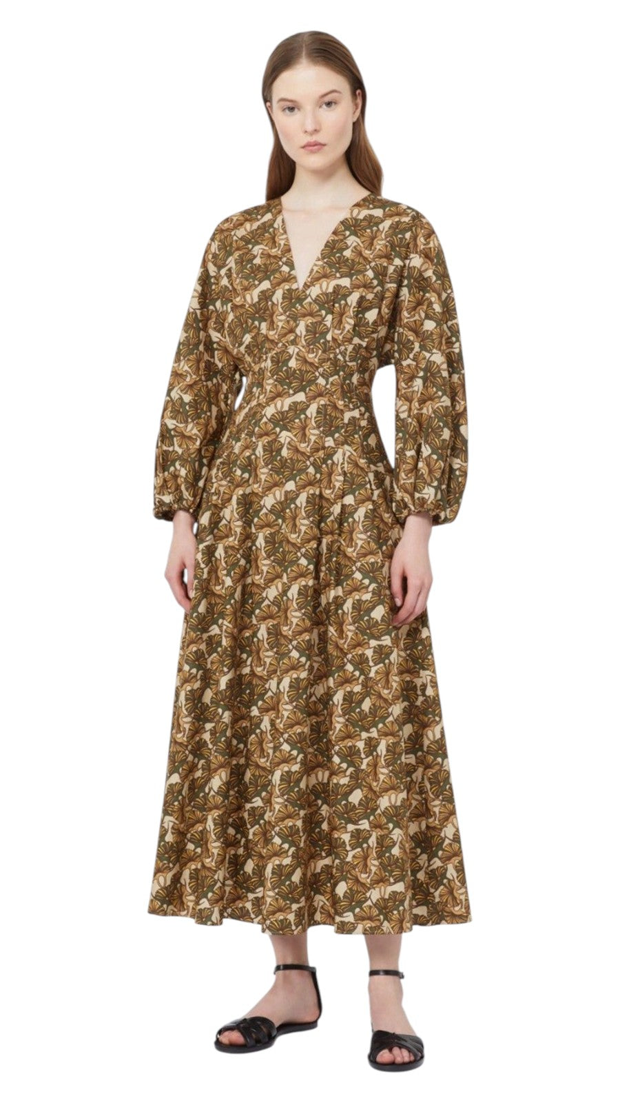 STUDIO Abito Studio donna 2616221082600 005 Astice in popeline di cotone stampato Senape<BR/> 2616221082600 005