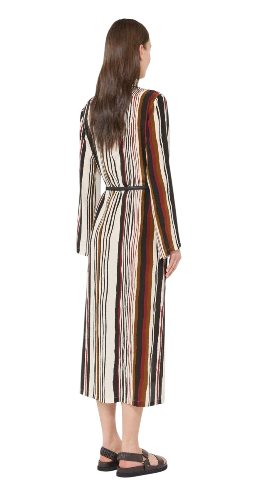 STUDIO Abito Studio donna 2616221112600 002 Vanesio caftano in seta a righe Mattone<BR/> 2616221112600 002
