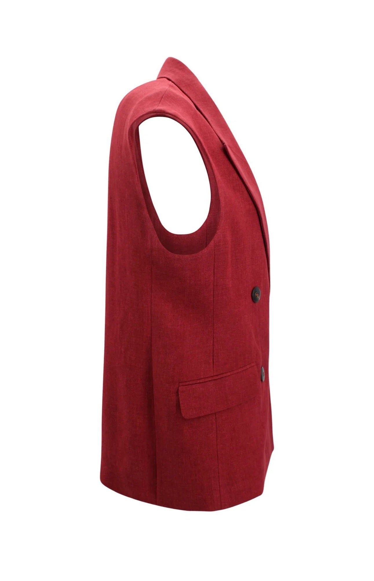 STUDIO Gilet Studio donna 2616041081600 003 Aia doppiopetto in batavia di lino Mattone Rosso<BR/> 2616281012600 035
