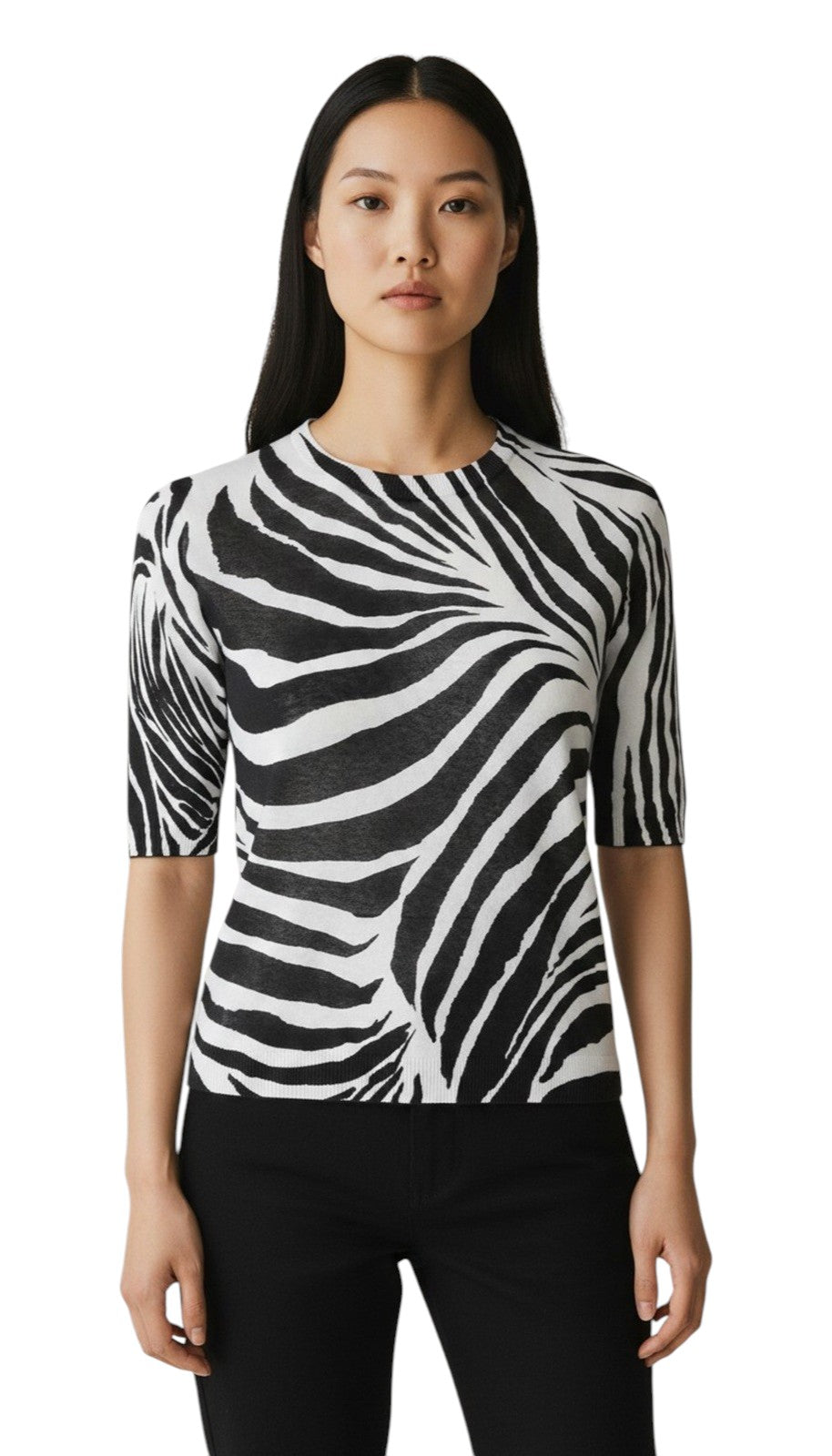 STUDIO Maglia Studio donna 2616361052600 005 Ago in misto cotone zebra Nero Bianco<BR/> 2616361052600 005