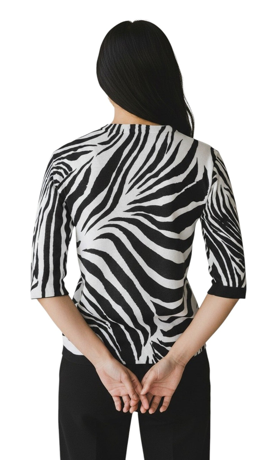 STUDIO Maglia Studio donna 2616361052600 005 Ago in misto cotone zebra Nero Bianco<BR/> 2616361052600 005