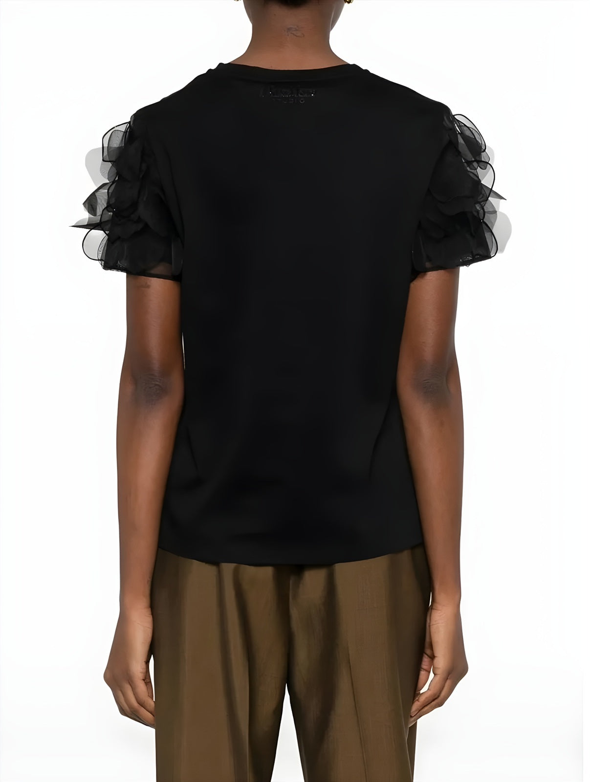 STUDIO T-shirt Studio donna 2616971013600 005 Editti maniche ruffled in organza Nero<BR/> 2616971013600 005