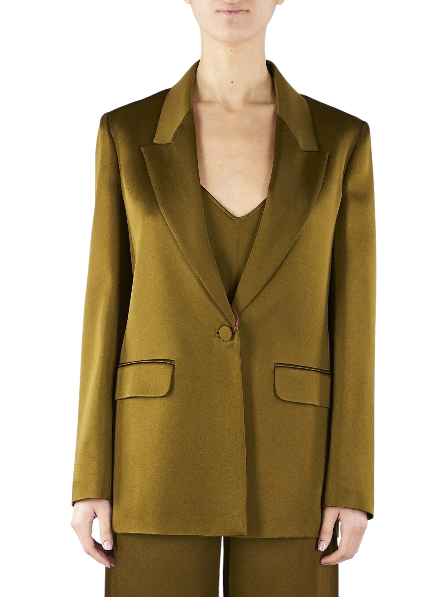 STUDIO Blazer Studio donna 2616041023600 056 Albino in envers satin Verde olio<BR/> 2616041023600 056