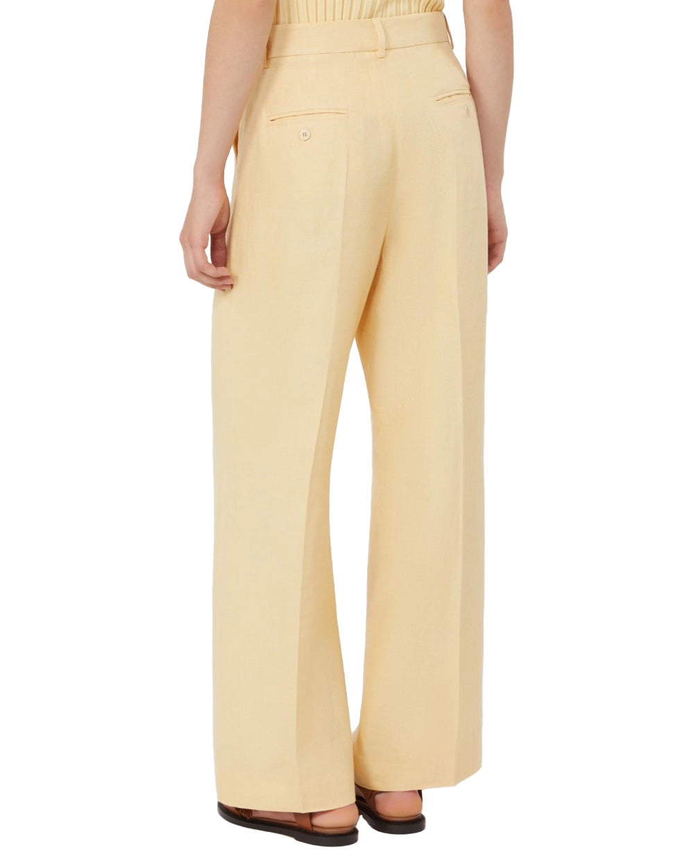 WEEKEND Pantalone WEEKEND donna MALIZIA 2615131112600 Giallo regular canvas lino zip tasche pinces<BR/> 2615131112600 027