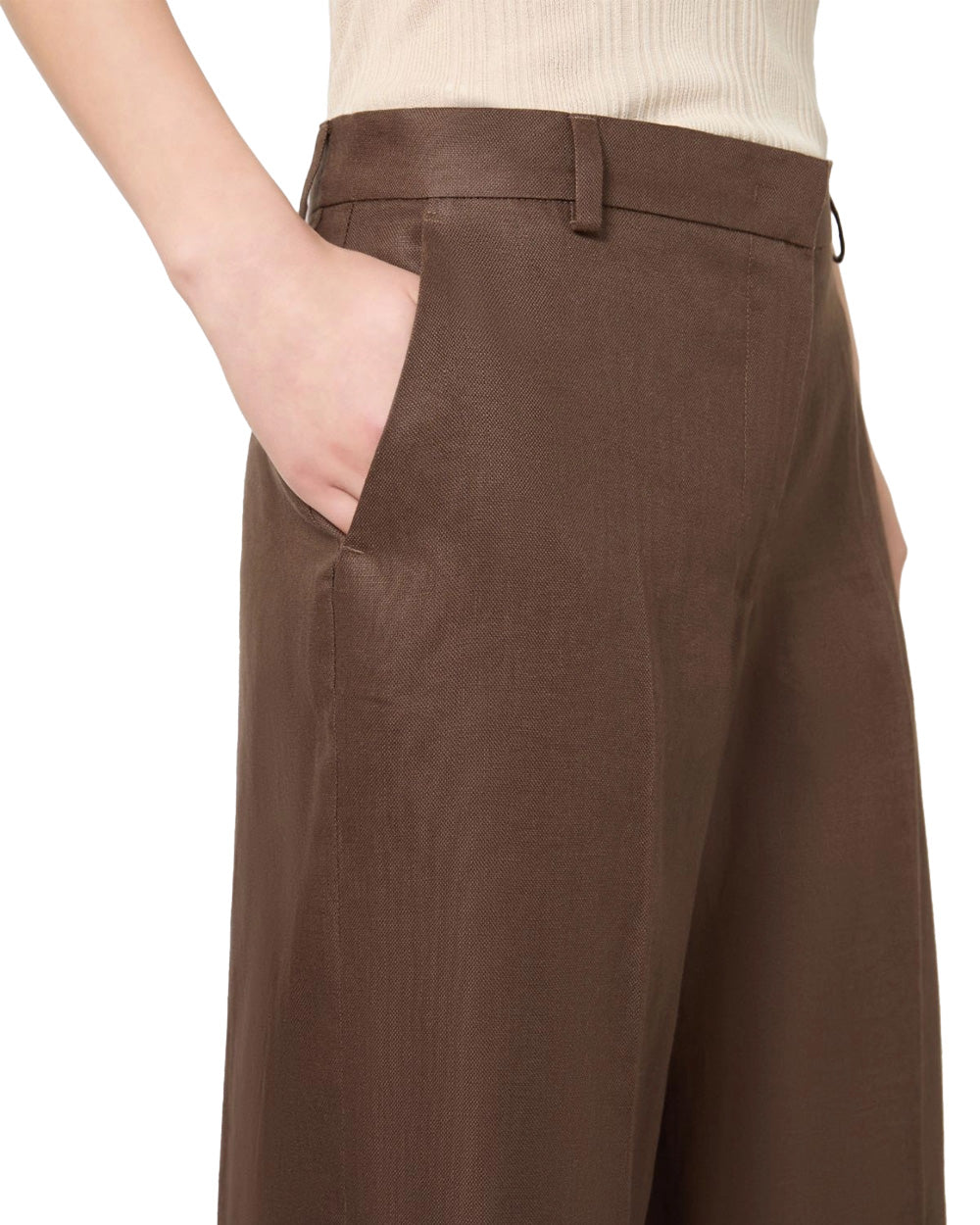 WEEKEND Pantalone WEEKEND donna MALIZIA 2615131112600 Cioccolato regular canvas lino zip tasche pinces<BR/> 2615131112600 037