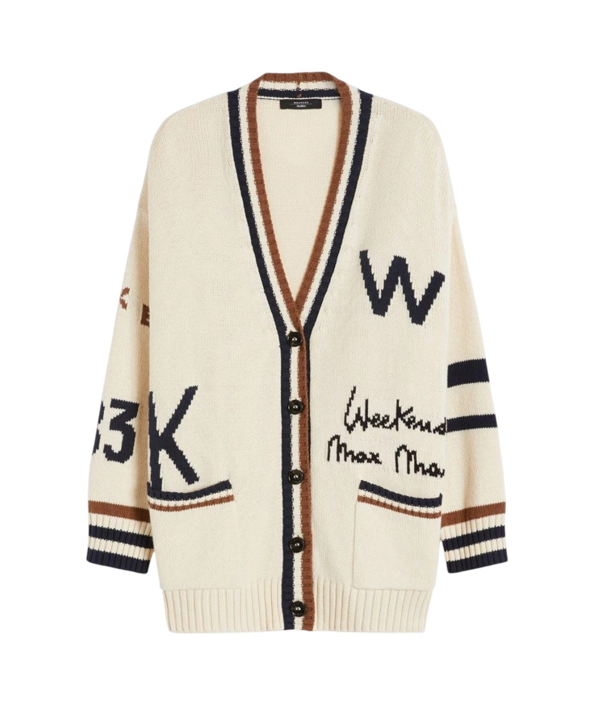 WEEKEND Cardigan Weekend donna 2615341061600 004 Blasone in filato di misto cotone Nero Avorio<BR/> 2615341061600 004