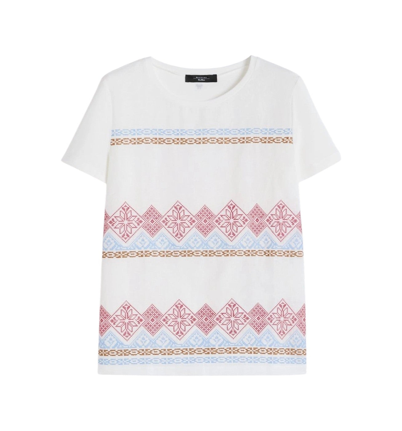 WEEKEND T-shirt Weekend donna 2615941072600 003 Genio lino ricamata stretch Bianco Rosso Azzurro<BR/> 2615941072600 003