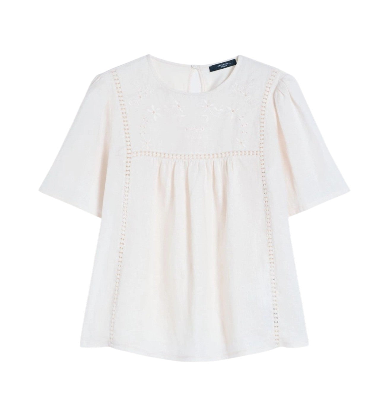 WEEKEND Blusa Weekend donna 2615941082600 003 Bacino in puro lino con ricami Ecru<BR/> 2615941082600 003