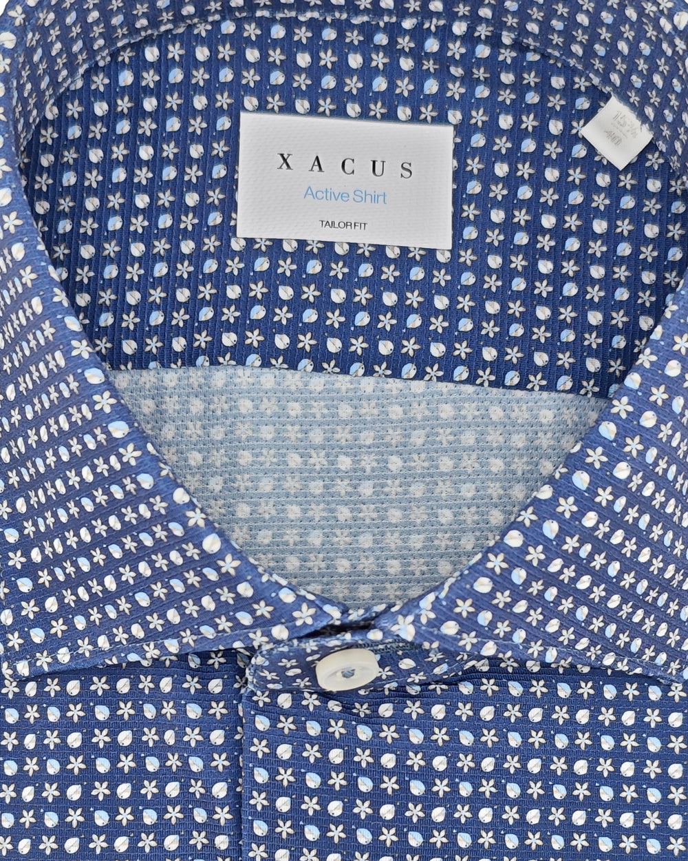 XACUS Camicia XACUS uomo ACT558ML21635 Blu micro pattern geometrico all over collo semi francese ACT558ML21635 008
