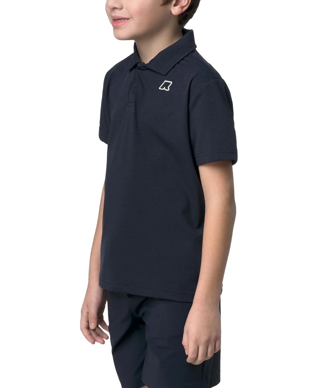 K-WAY T-shirt K-WAY bambino K7134LW P. DECOUVRIR TRAVEL Blu cotone antipiega due bottoni logo K7134LW K89