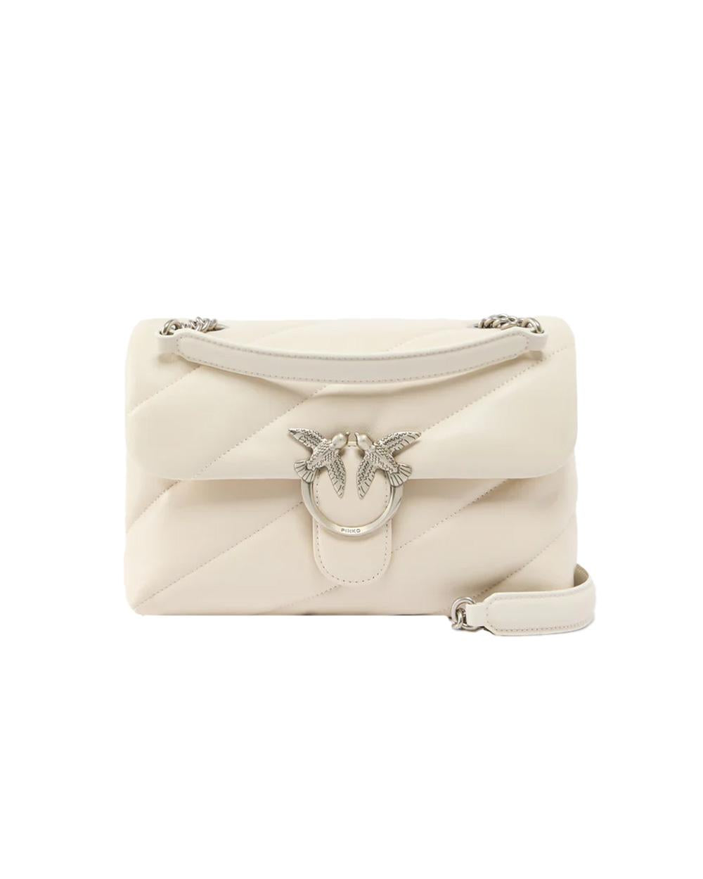 PINKO Borsa PINKO donna CLASSIC LOVE BAG PUFF 100038A0F2 Bianca nappa pelle trapuntatura tracolla argento 100038A0F2 Z14O