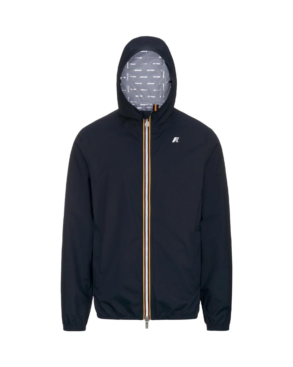 K-WAY Giubbino K-WAY uomo K5127QW JACK STRETCH DOT Blu cuciture cappuccio zip tasche slim K5127QW K89