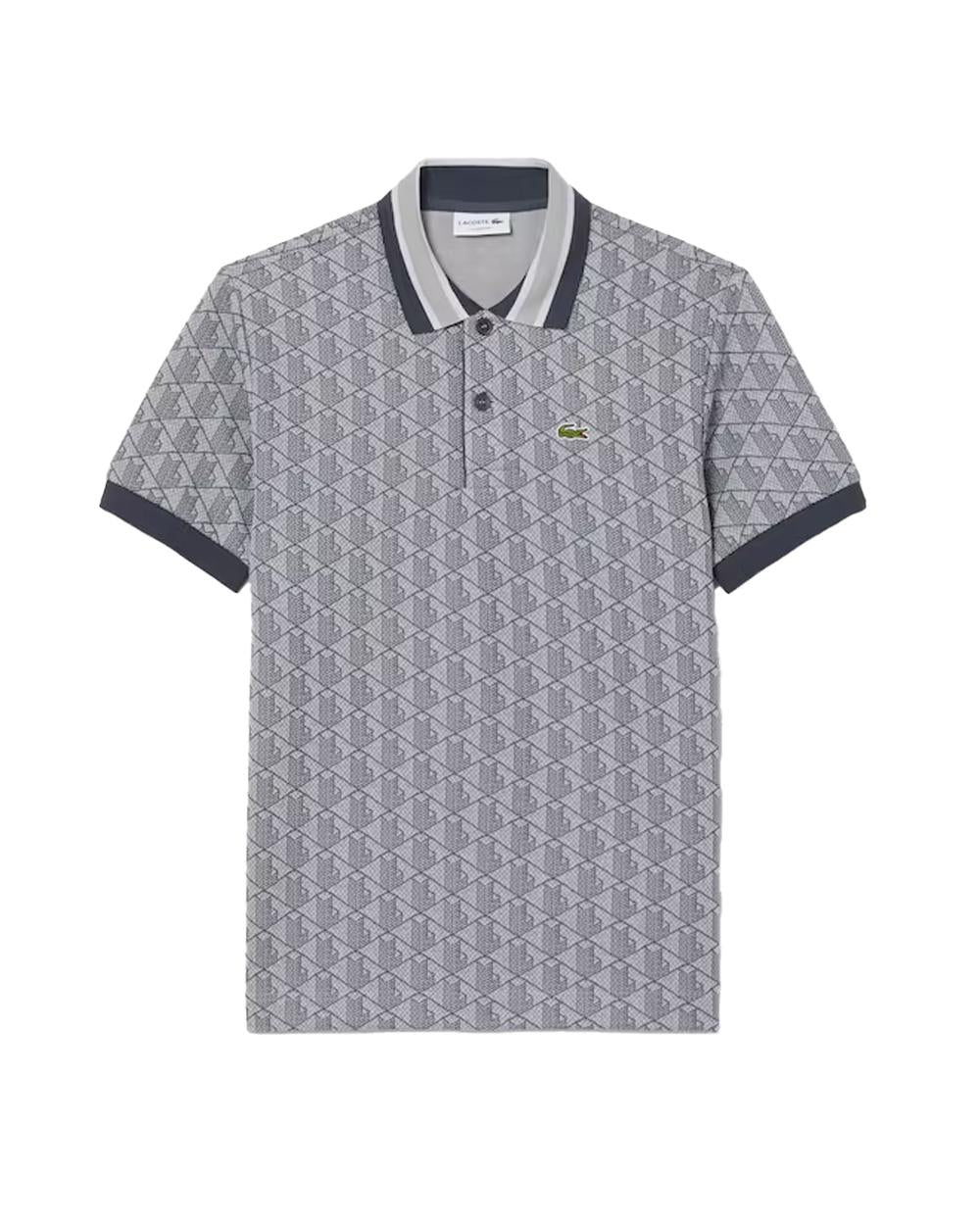 LACOSTE Polo LACOSTE uomo Jacquard DH1417 Grigia monogramma poliestere coccodrillo <BR/><BR/> DH1417 41I