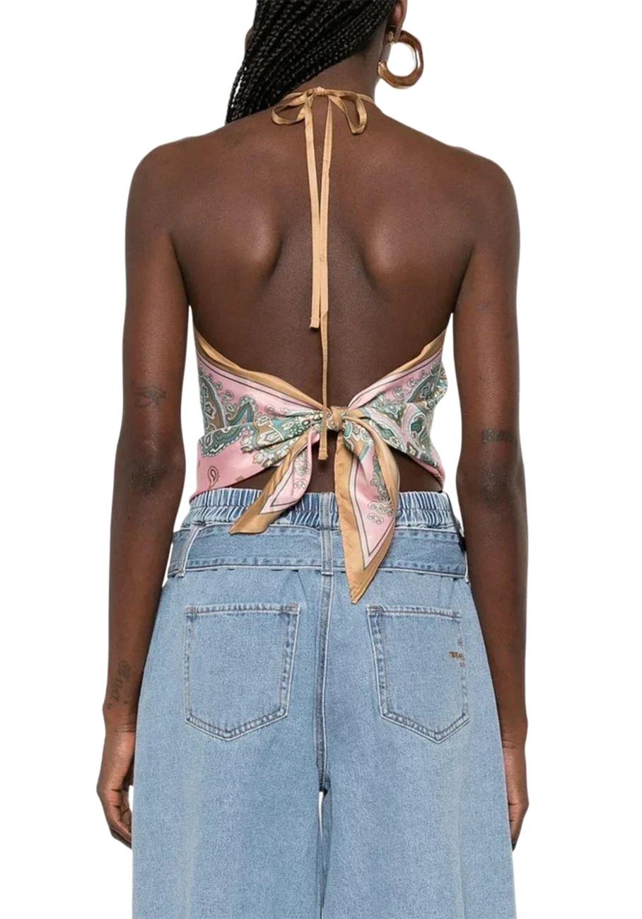 PINKO Top Pinko donna 106732A38G NL4 Beachwear Synchro Stampa Bandana Rosa 106732A38G NL4