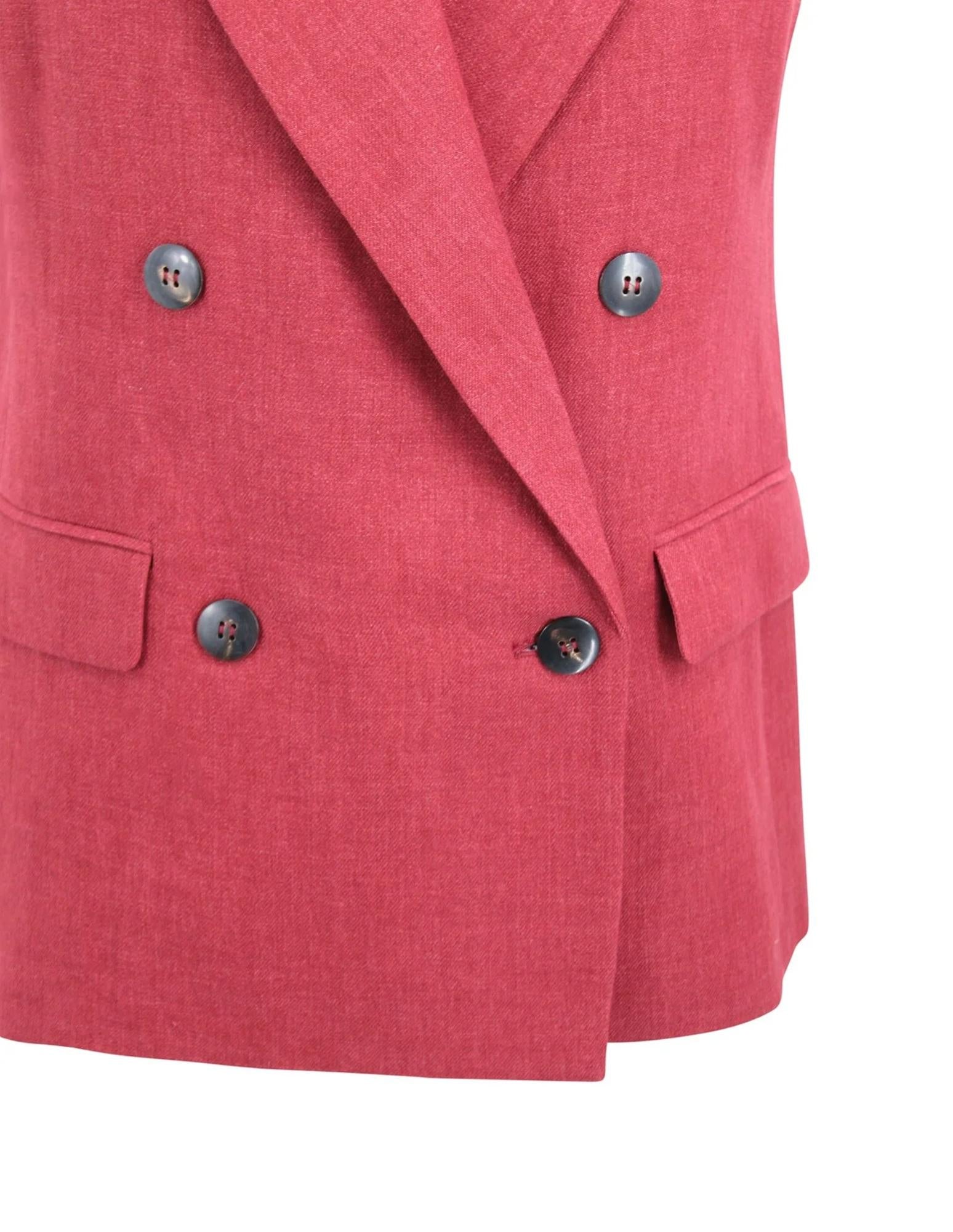 STUDIO Gilet Studio donna 2616041081600 003 Aia doppiopetto in batavia di lino Mattone Rosso<BR/> 2616281012600 035