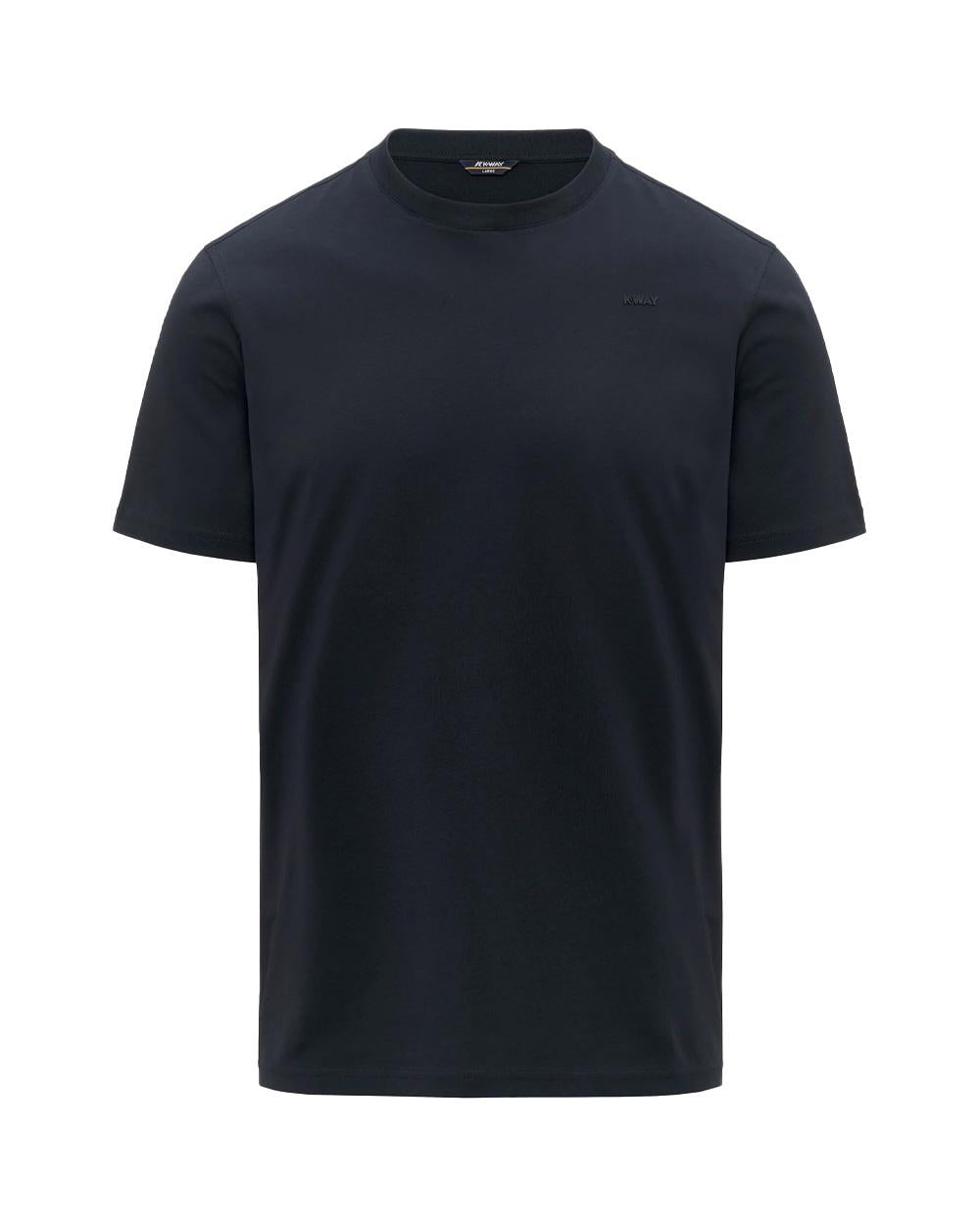 K-WAY T-shirt K-WAY uomo K81489W ODOM JERSEY MICRO LETTERING SLIM Blu jersey otone girocollo costine K81489W K89