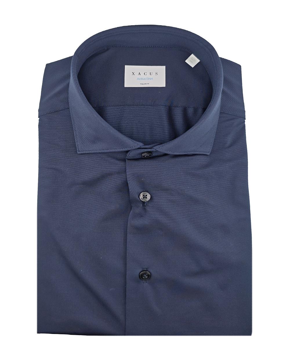 XACUS Camicia XACUS uomo ACT558ML11460 Blu collo francese slim fir jersey tinta unita ACT558ML11460 055