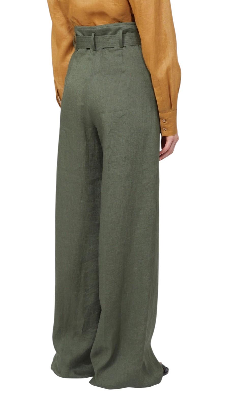 STUDIO Pantalone Studio donna 2616131092600 037 Materia in tela di lino Verde Kaki<BR/> 2616131092600 037