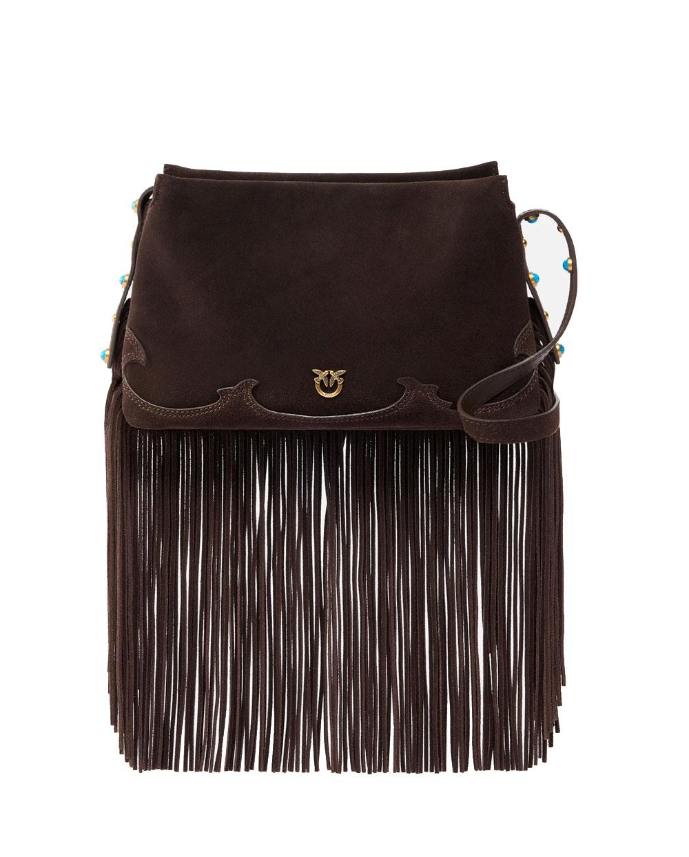 PINKO Borsa Pinko donna 106665A0F6 Triplet marrone suede frange 106665A0F6 M11P