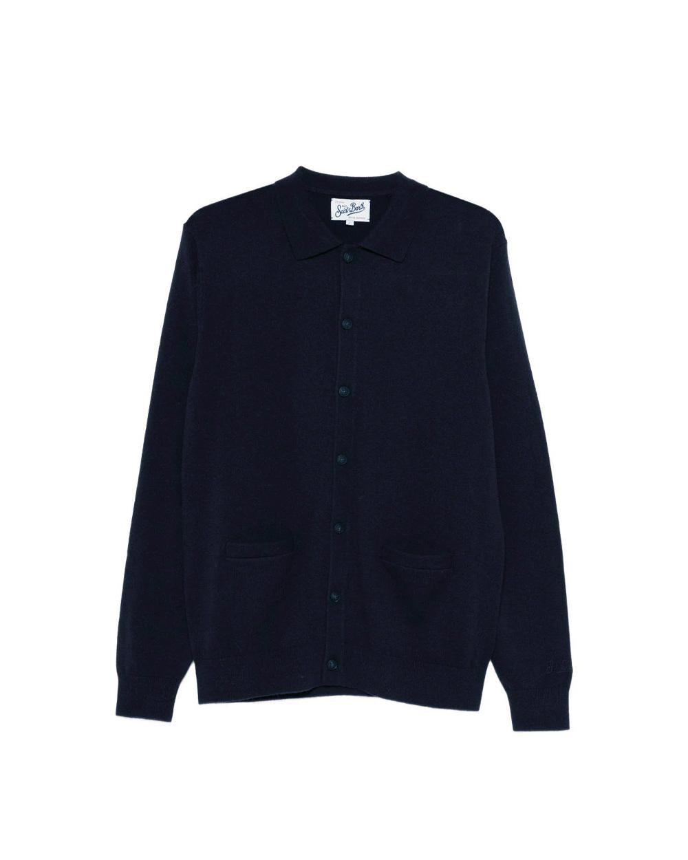 MC2 SAINT BARTH Giacca MC2 SAINT BARTH uomo HANOVER MERINOCASH HNO001TEX000100063I Blu colletto polo tasche bordo a costine HNO001 TEX0001 00063I 62