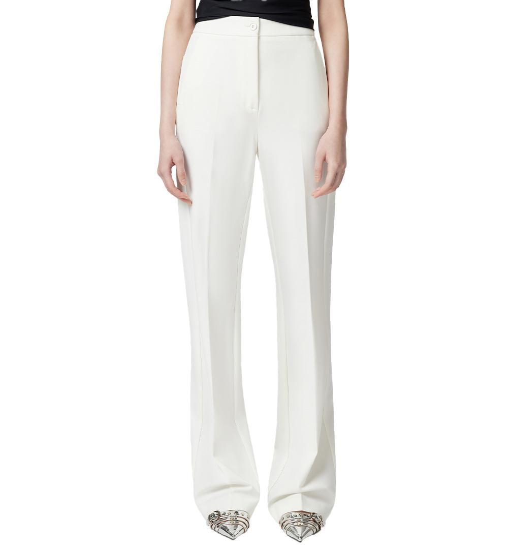 PINKO Pantalone Pinko donna Resta 104926 A0HM Bianco viscosa texture vita alta tasche zip bottoni 104926 A0HM Z05