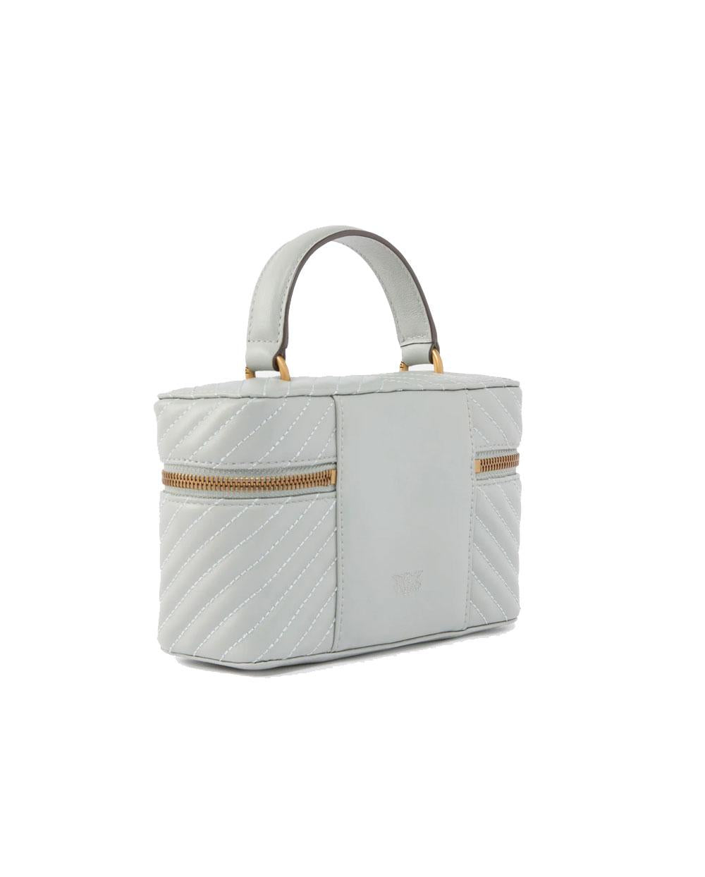 PINKO Beauty case Pinko donna 106382A0GK Vanity soft mini grigio tracolla nappa chevron<BR/> 106382A0GK K32Q