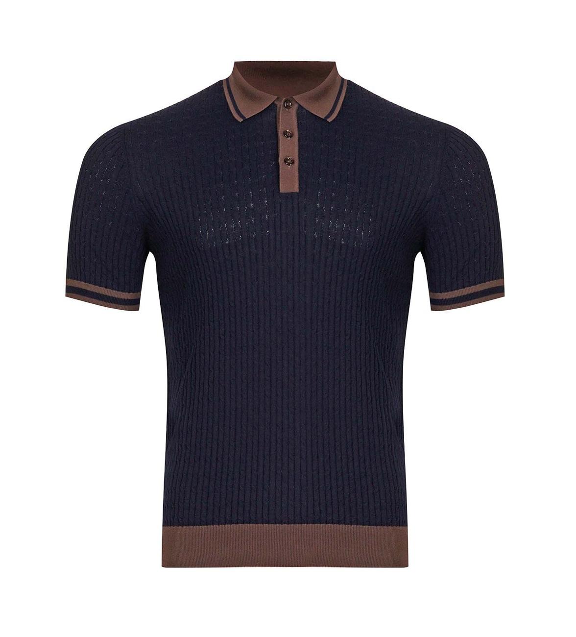 GRAN SASSO Polo Gran Sasso uomo 5711320625 598 Fresh Cotton in maglia a trecce Blu 5711320625 598