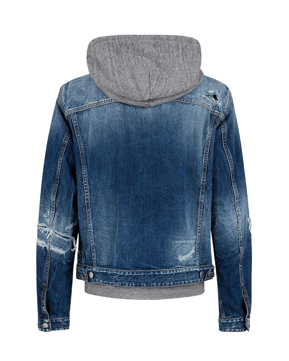 DSQUARED2 Giubbino DSQUARED2 uomo S74AM1657D30011 Blu cotone lavaggio medio dettagli in felpa S74AM1657D30011 470