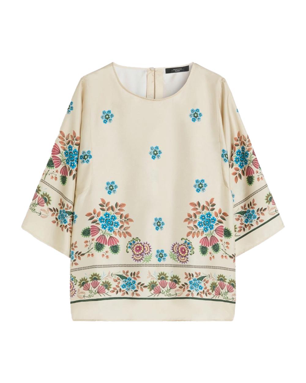 WEEKEND Blusa WEEKEND donna SAMBA 2615111062600 Avorio svasata twill seta girocollo contropiega 2615111062600 001