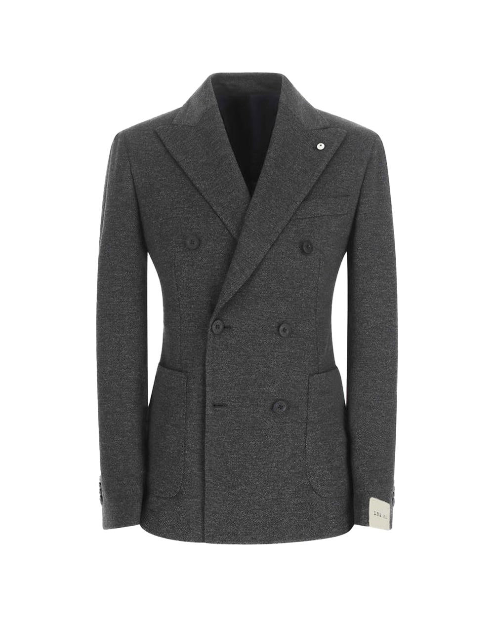 L.B.M. 1911 Giacca L.B.M. 1911 uomo 284555719 Grigia doppiopetto jersey tecnico anti-piega linee pulite bottoni gommati personalizzati spacchi laterali 284555719 2