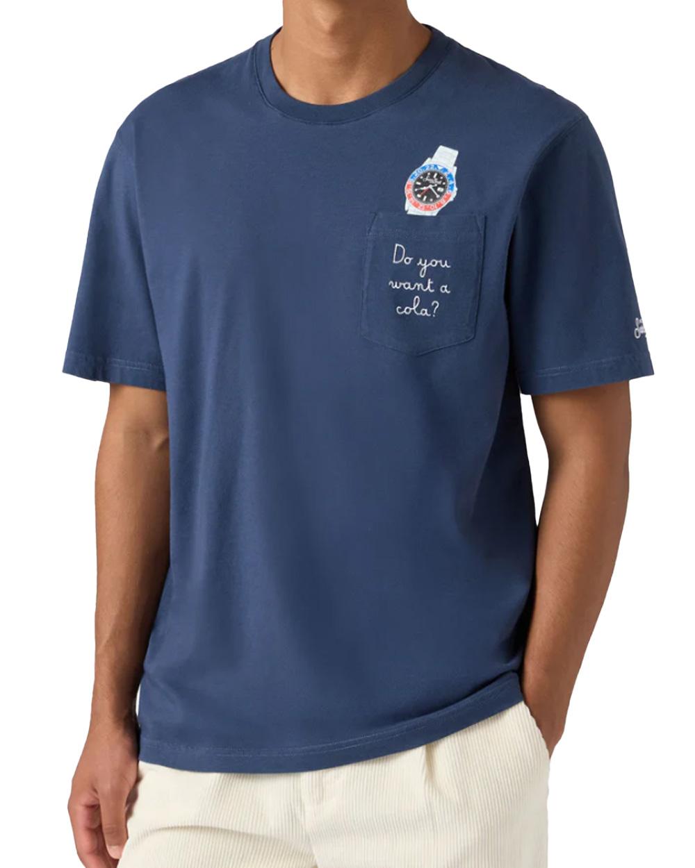 MC2 SAINT BARTH T-shirt MC2 SAINT BARTH uomo CONR0001TEX000102950I Blu in jersey di cotone taschino lato cuore con ricamo cotone CONR0001TEX000102950I 61