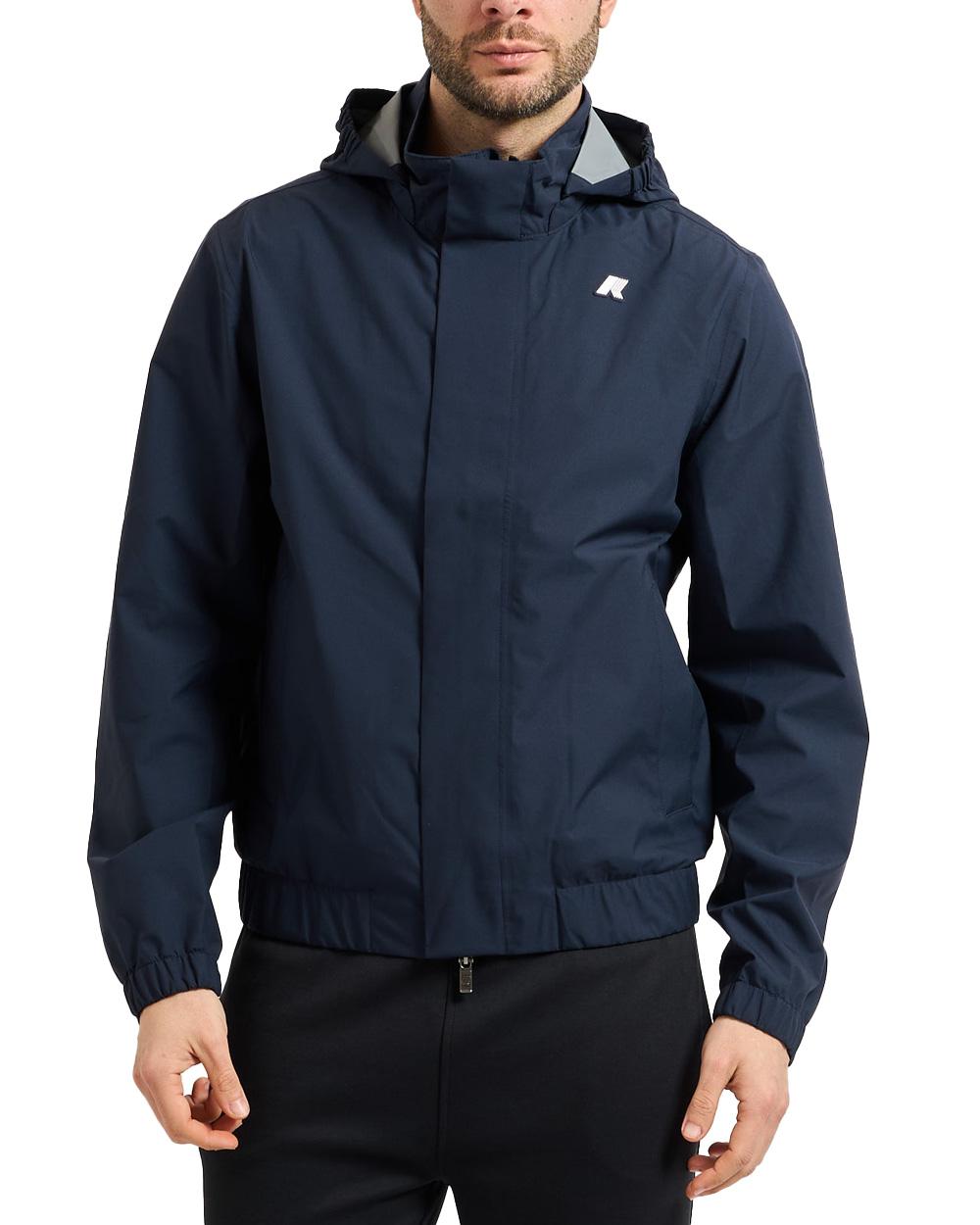 K-WAY Giubbino K-WAY uomo K71519W AURENE STRETCH 2L Blu impermeabile collo alto cappuccio due tasche K71519W K89