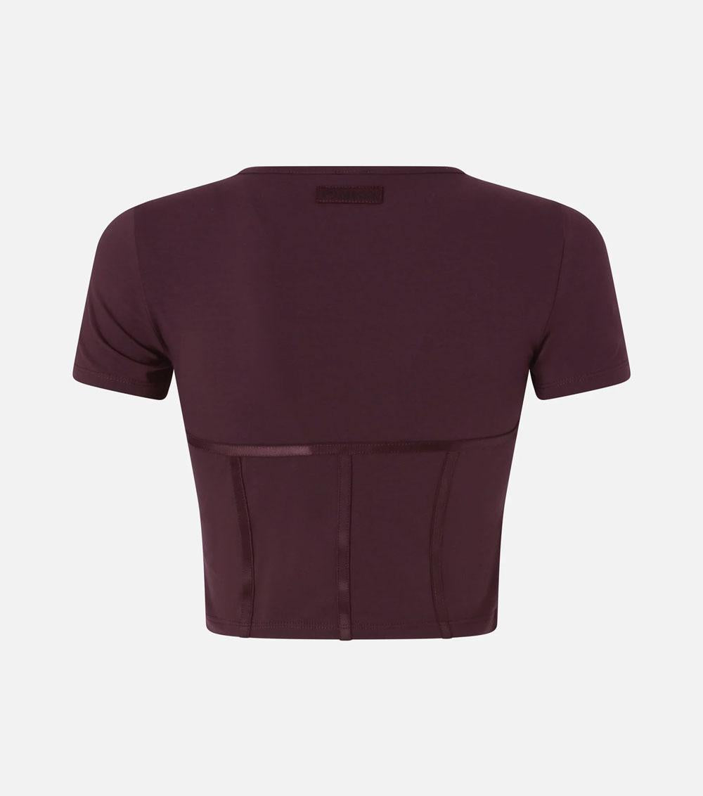 PINKO Top donna Pinko 106489A36I Veduta bordeaux bustier maniche corte<BR/><BR/><BR/> 106489A36I RR7