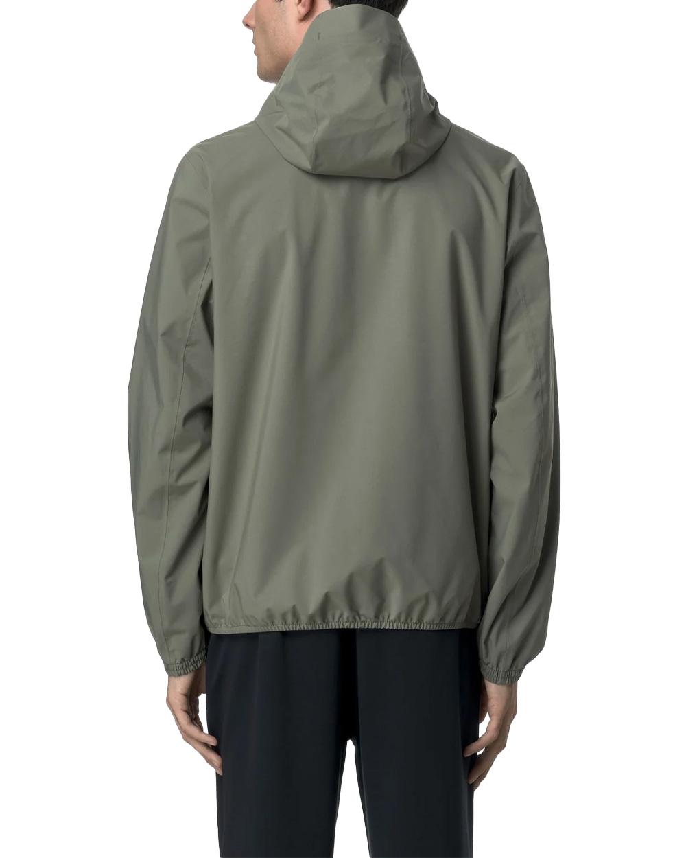 K-WAY Giubbino K-WAY uomo K5127QW JACK STRETCH DOT Verde slim cappuccio logo zip tasche K5127QW V15