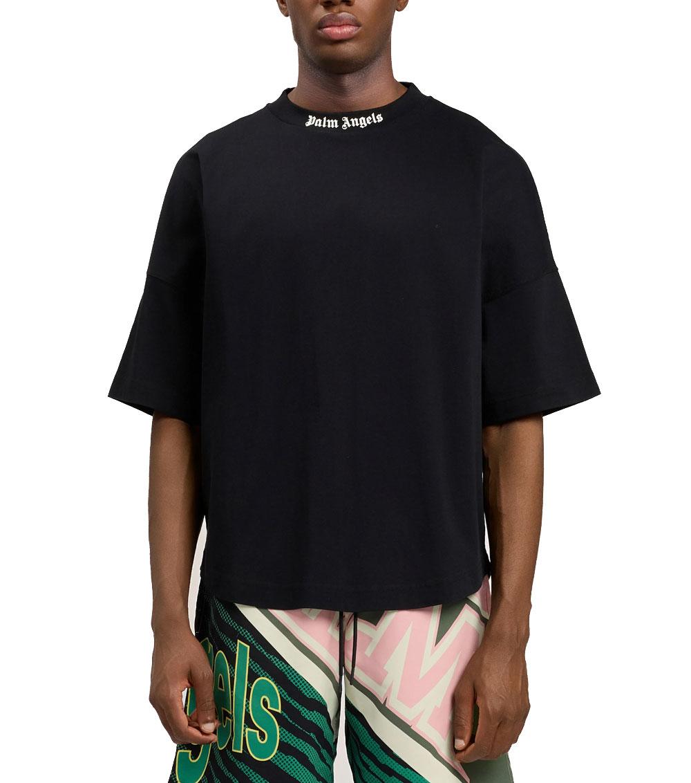 PALM ANGELS T-shirt Palm Angels uomo PMAA10BS26JER001 nera logo classico sopra<BR/> PMAA10BS26JER001 1003