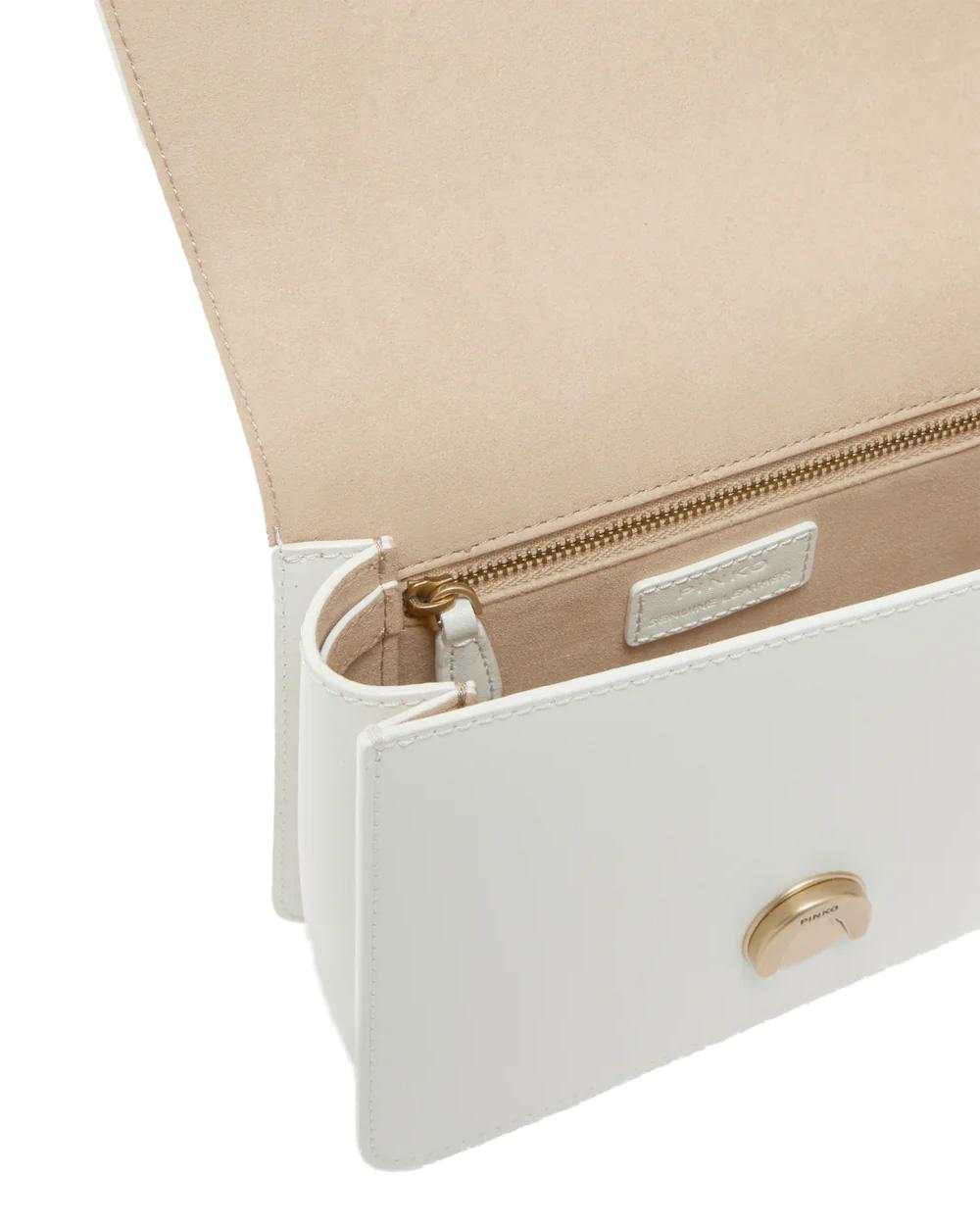 PINKO Borsa PINKO donna LOVE BAG ONE TOP HANDLE LIGHT SIMPLY 100071A0F1 Bianca pelle oro tracolla manico 100071A0F1 Z14Q