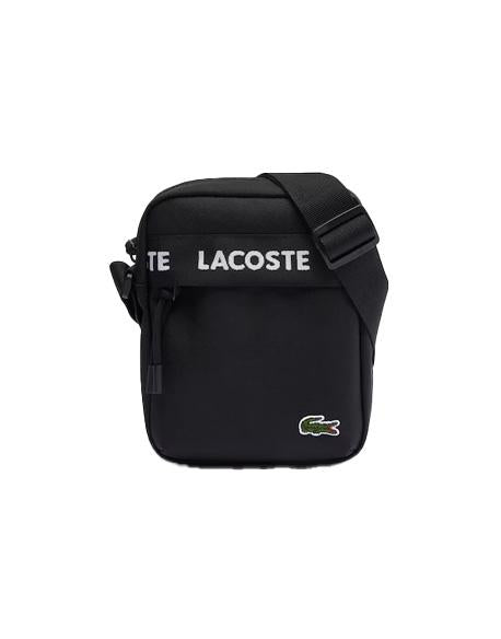 LACOSTE Borsa Lacoste unisex Neocroc NU4686NZ Nera a tracolla tessuto riciclato cinghia regolabile tasca mesh NU4686NZ N37