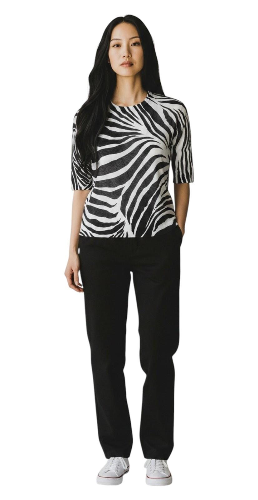 STUDIO Maglia Studio donna 2616361052600 005 Ago in misto cotone zebra Nero Bianco<BR/> 2616361052600 005