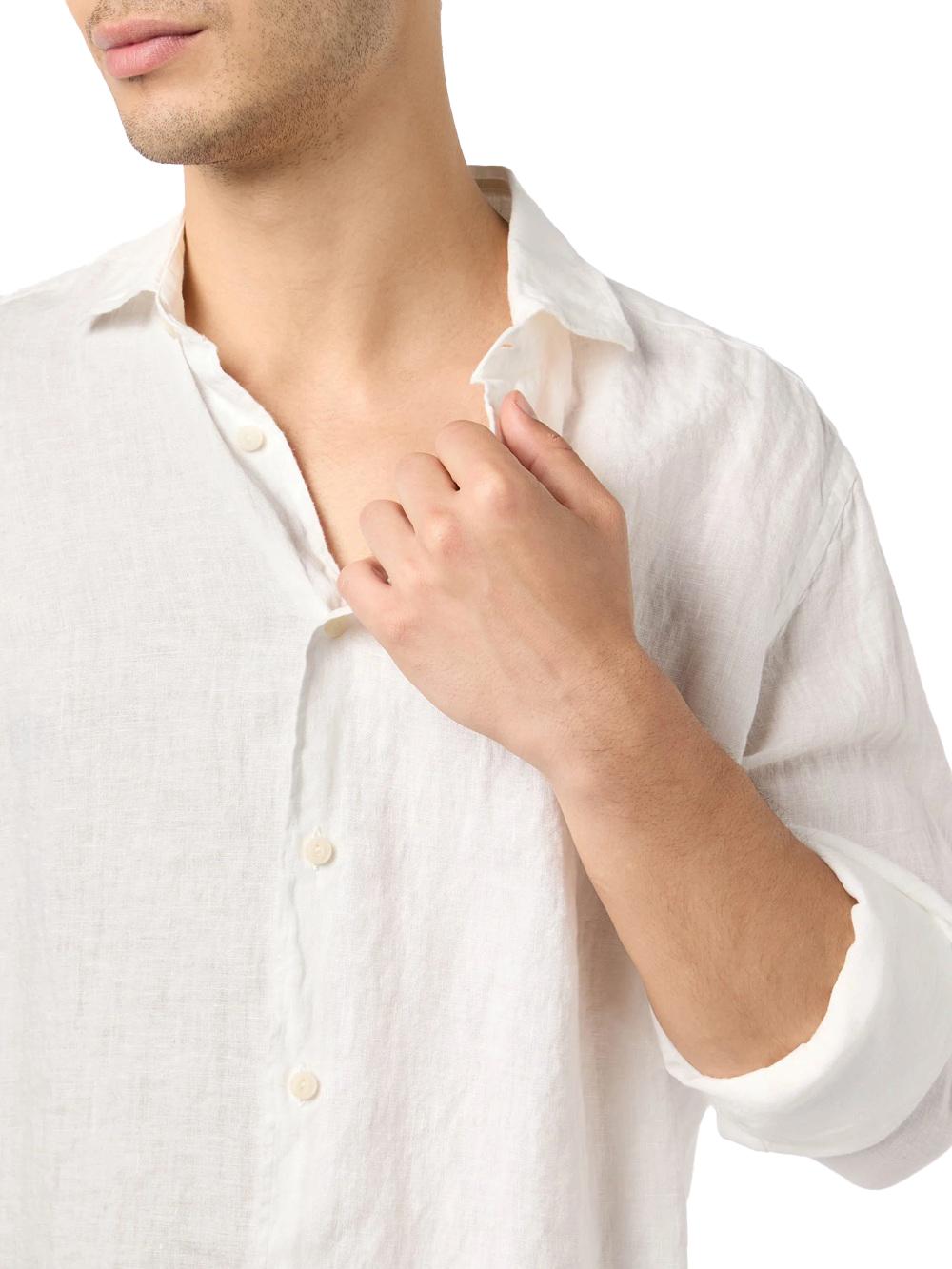 MC2 SAINT BARTH Camicia MC2 Saint Barth uomo PAMPLONA01896H01 Bianca lino maniche lunghe colletto francese PAMPLONA01896H 01